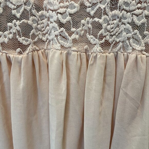 Pink‎ Sleeveless Lace Overlay Skater Dress Sheer Back Zipper sz L party dress - Picture 10 of 15